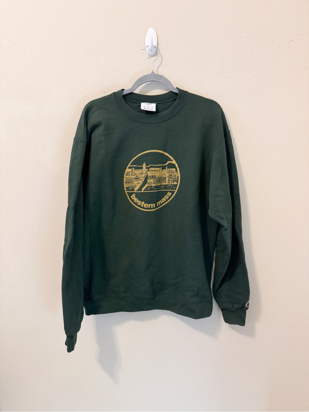 Champion Forest Green Crewneck Sweatshirt with Gold Crest - Bestern Mass